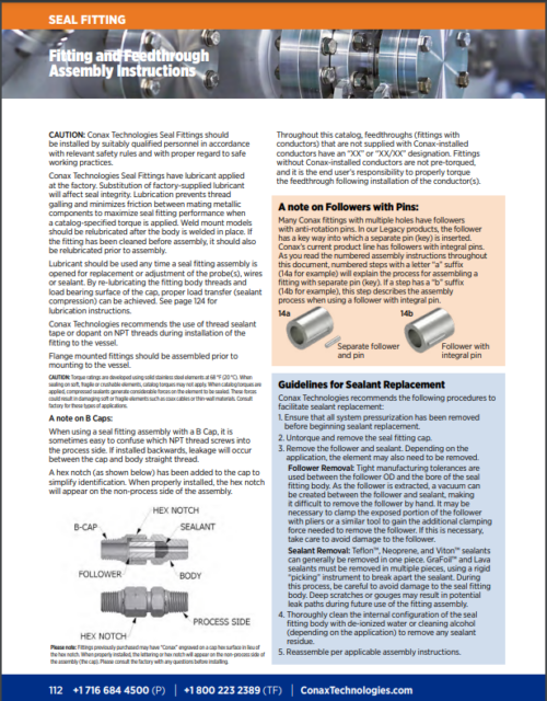 Assembly Instructions for Fittings and Feedthroughs