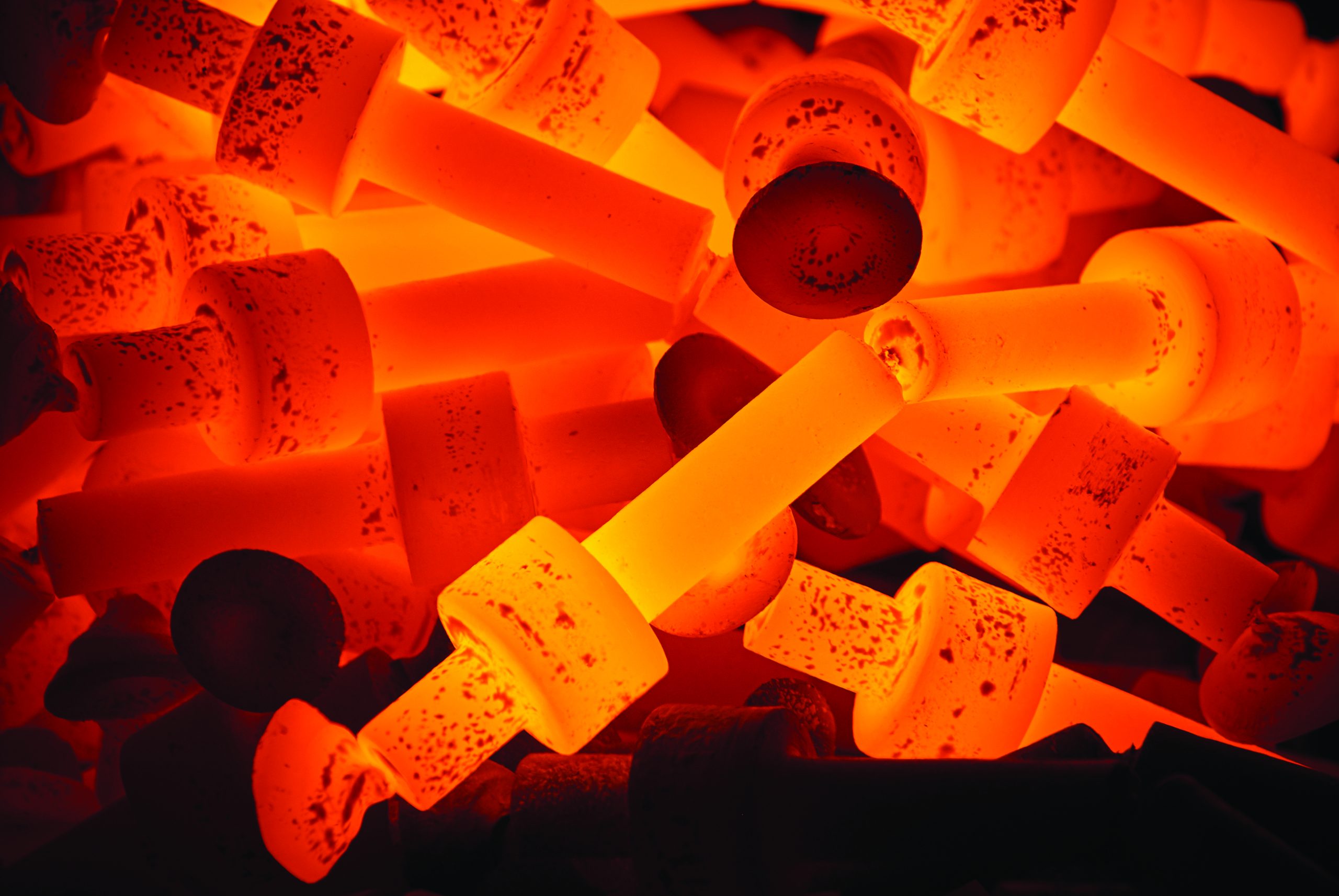 pile of hot steel parts